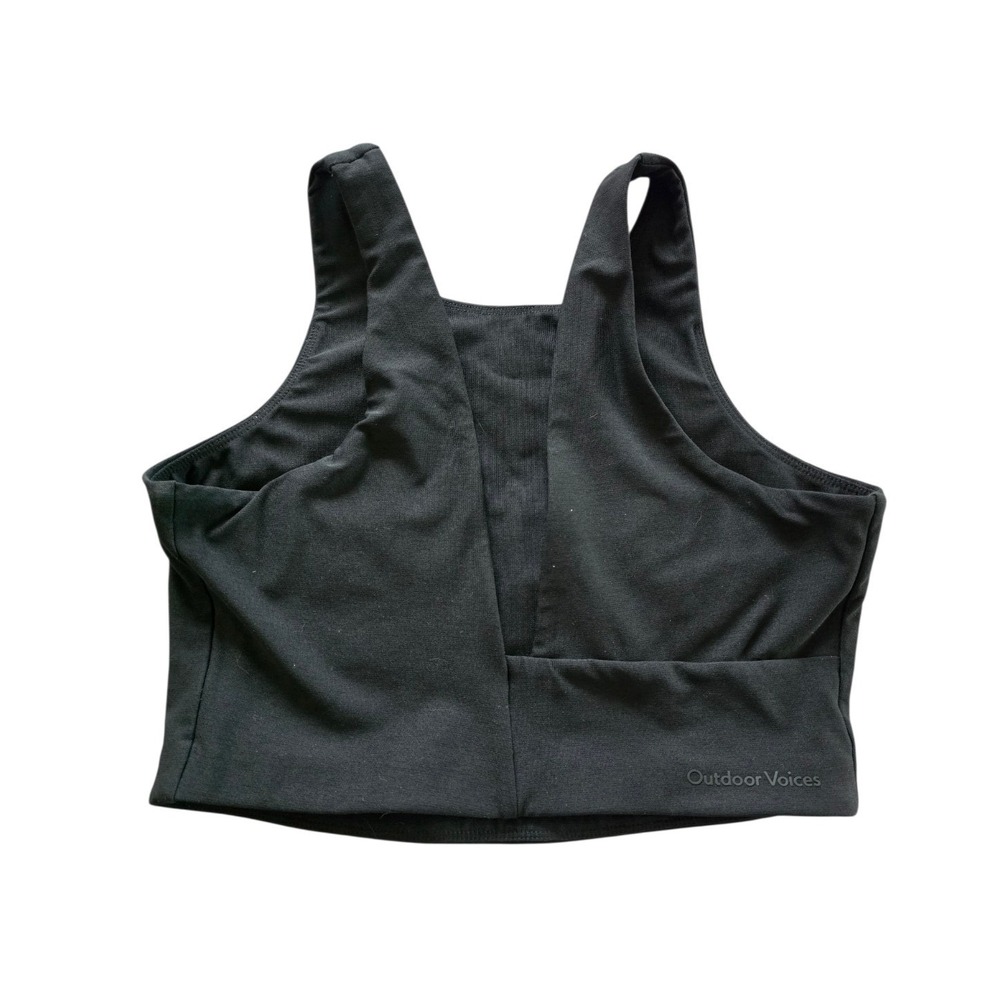 Outdoor Voices Black Cropped Asymmetric Athletic Workout Sport Bra Top sz M